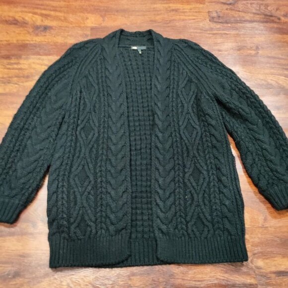 Maje made in Italy Womens Black Cable Knit Cardigan Sweater L - Picture 6 of 11